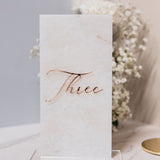 Marble Table Numbers in Cursive